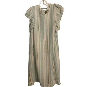 A New Day Cream/Mint Striped Women’s Coastal Casual Linen Blend Dress